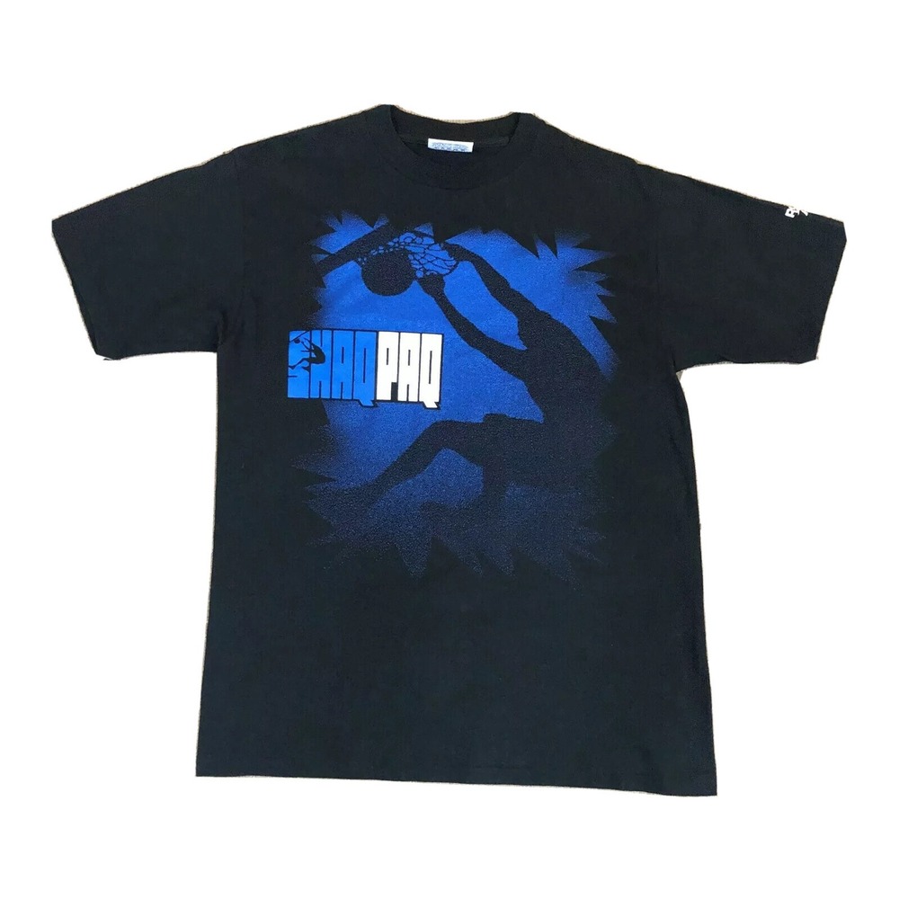 VTG Reebok Shaq Paq Shaquille O'Neal T-Shirt Black Adult Large Shaqpaq 90s